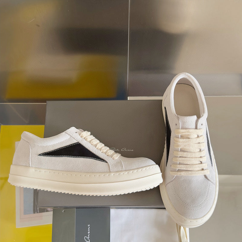 Rick Owens White Suede Low-Top Sneakers - Phantom Kicks