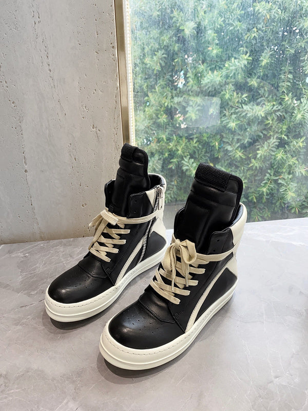 Rick Owens Geobasket Sneakers - Black and Cream - Phantom Kicks