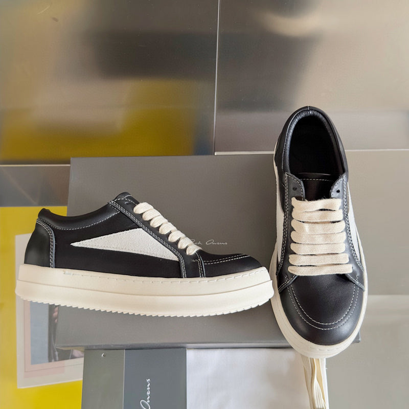 Rick Owens Black Leather and Suede Low-Top Sneakers - Phantom Kicks