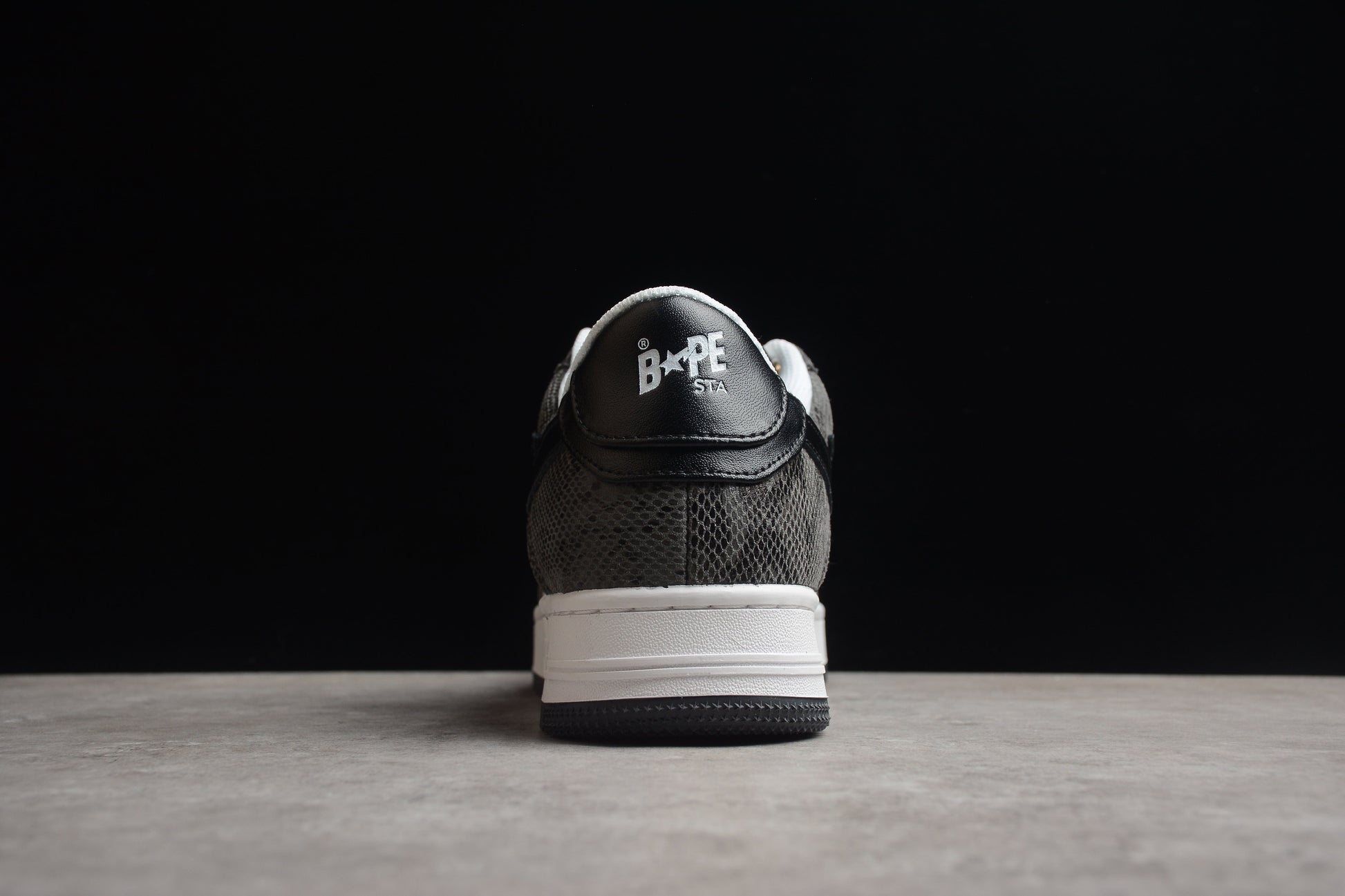 BAPE STA Low-Top Sneakers with Black Snakeskin Pattern - Phantom Kicks