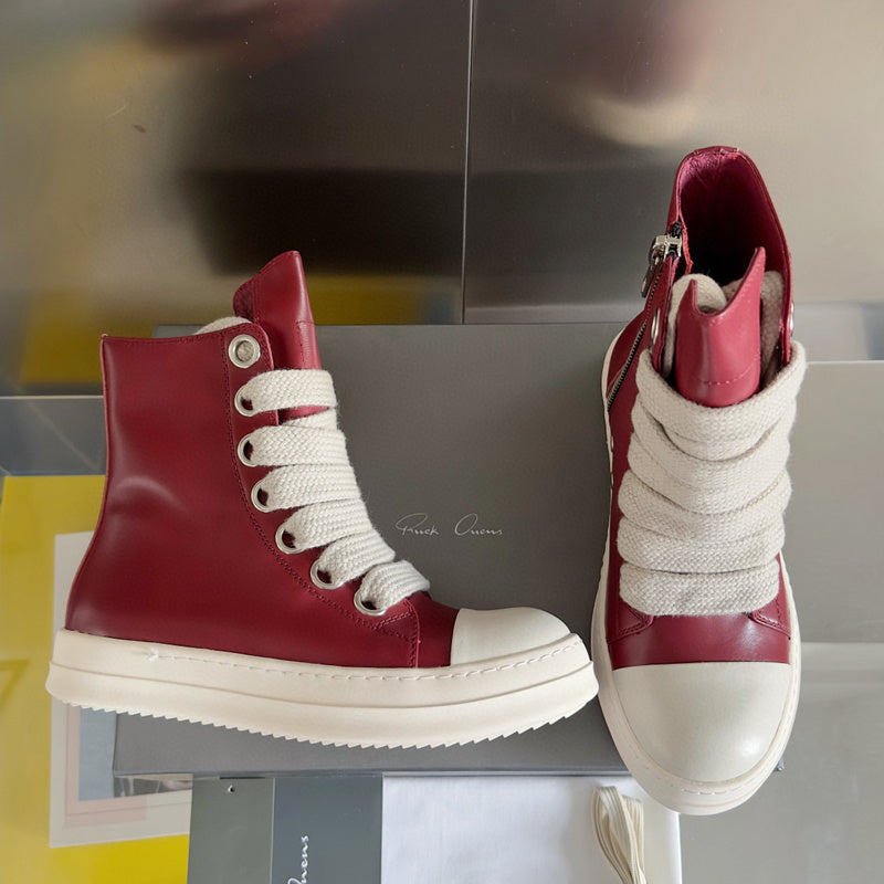 Rick Owens Red High-Top Sneakers - Phantom Kicks