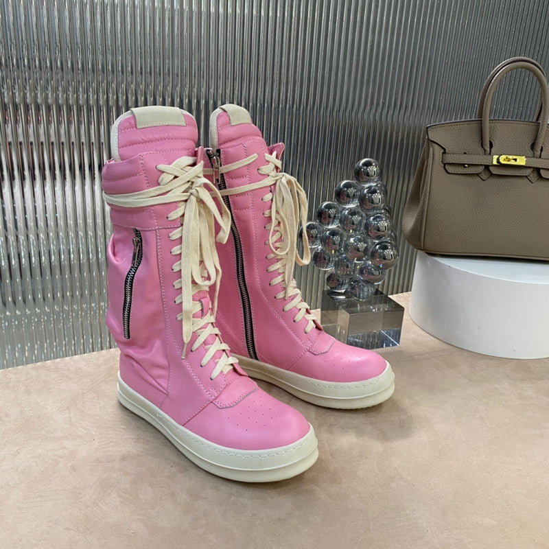 Rick Owens High-Top Sneakers - Pink and Cream - Phantom Kicks