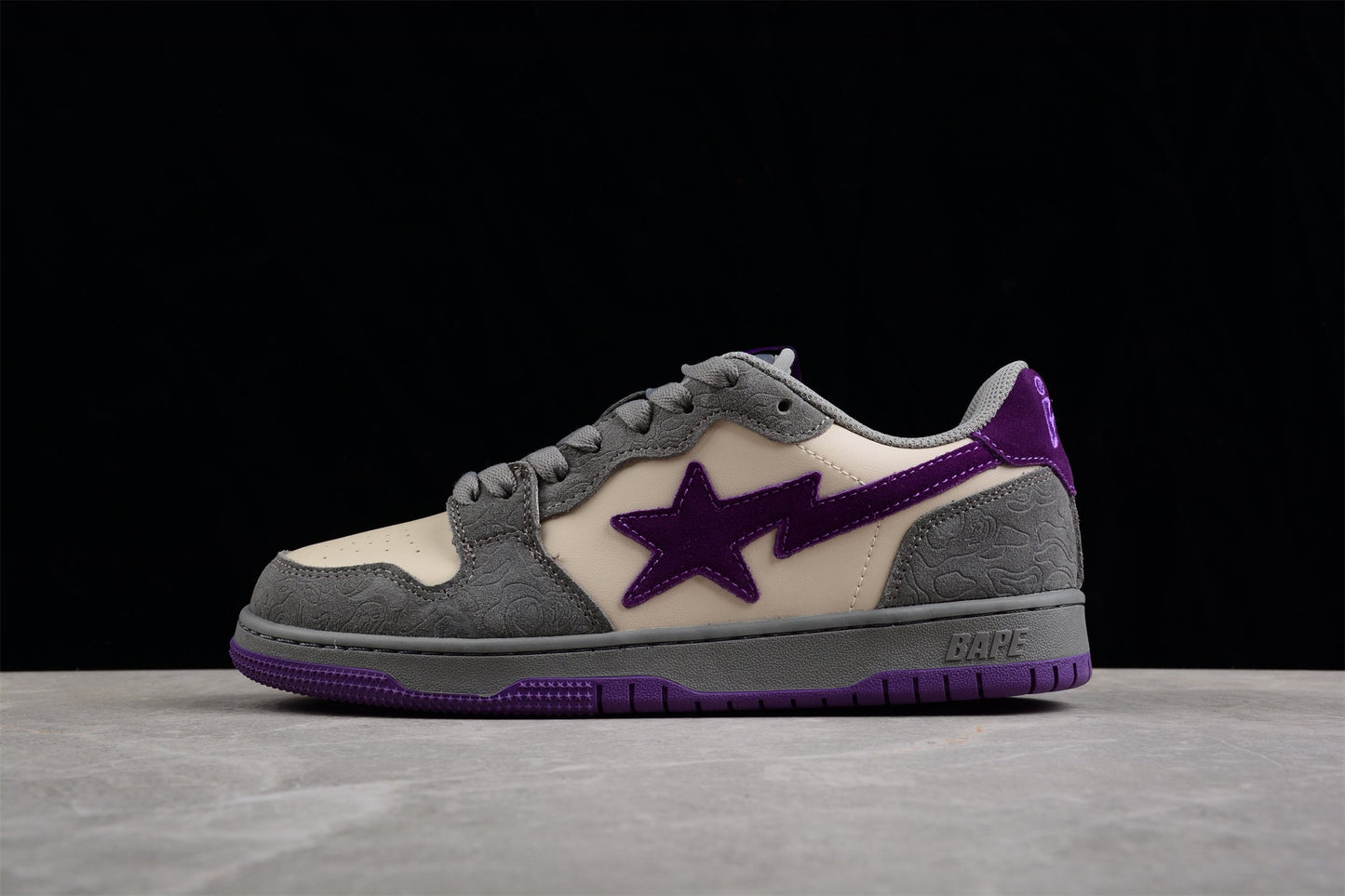 BAPE STA Low-Top Sneakers in Grey and Purple - Phantom Kicks