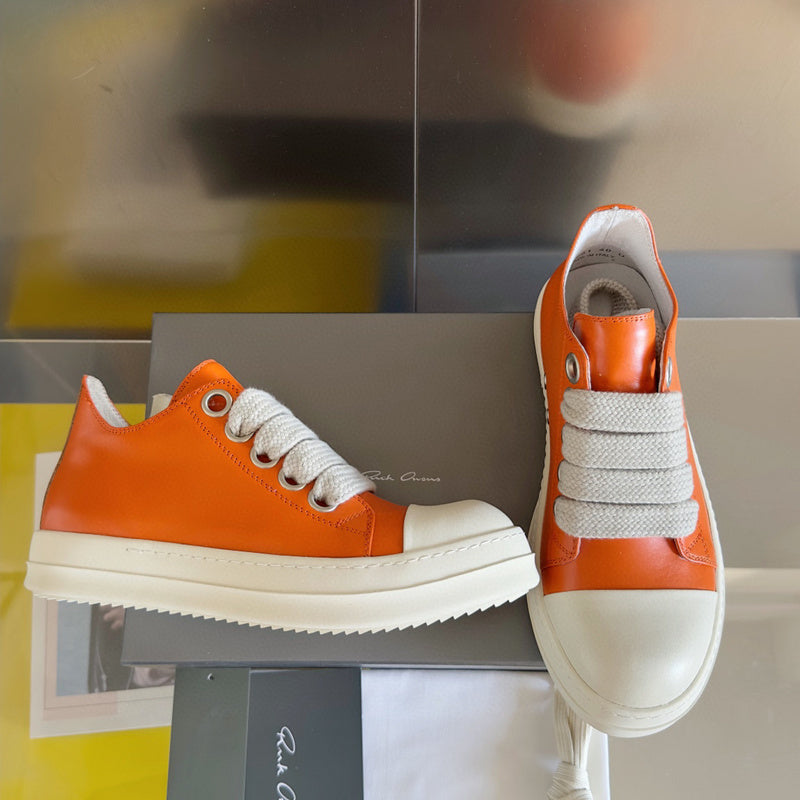 Rick Owens Orange Low-Top Sneakers - Phantom Kicks