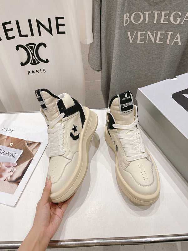 Rick Owens Cream and Black High-Top Sneakers - Phantom Kicks
