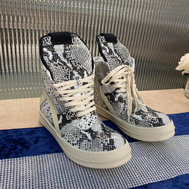 Rick Owens Geobasket Sneakers - Snakeskin Print - Phantom Kicks