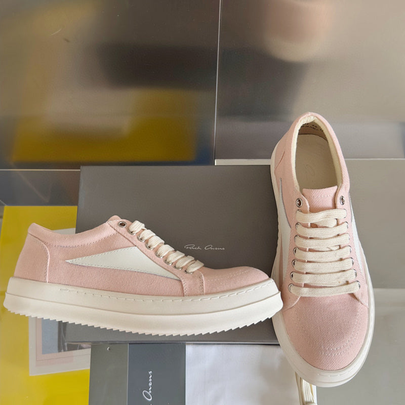 Rick Owens Pink Canvas Low-Top Sneakers - Phantom Kicks