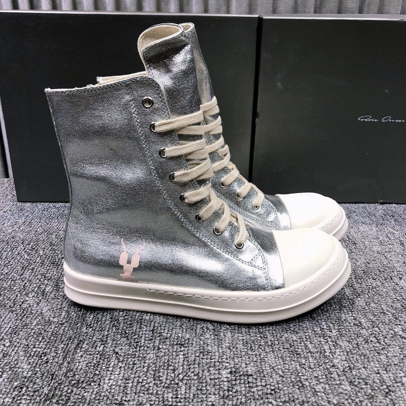 Rick Owens Metallic High-Top Sneakers - Phantom Kicks