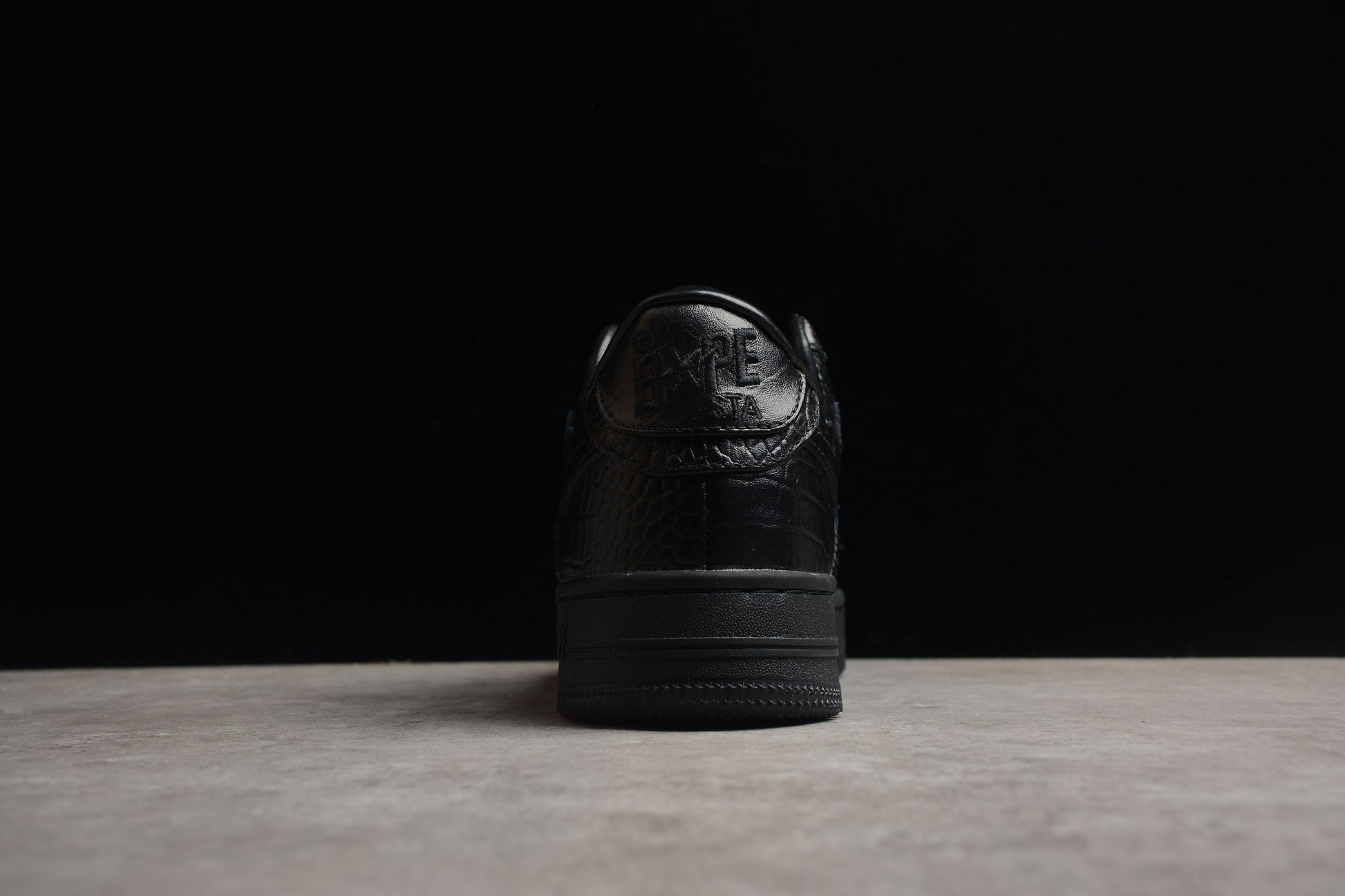 BAPE STA Low-Top Black Croc-Embossed Sneakers - Phantom Kicks