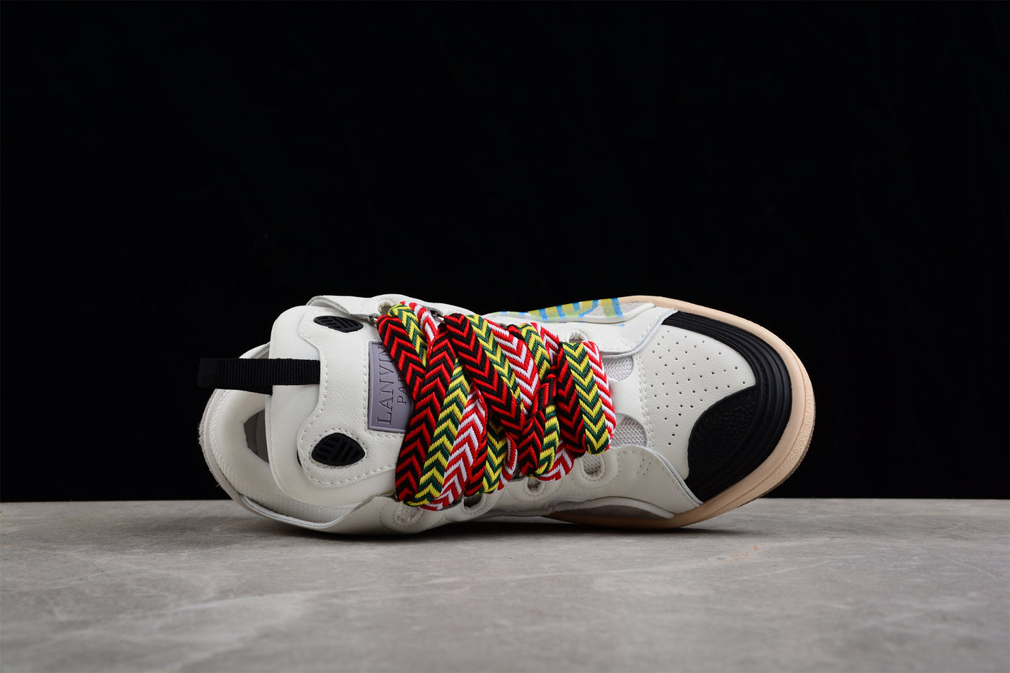 White Low Top Sneakers with Multicolor Laces - Phantom Kicks