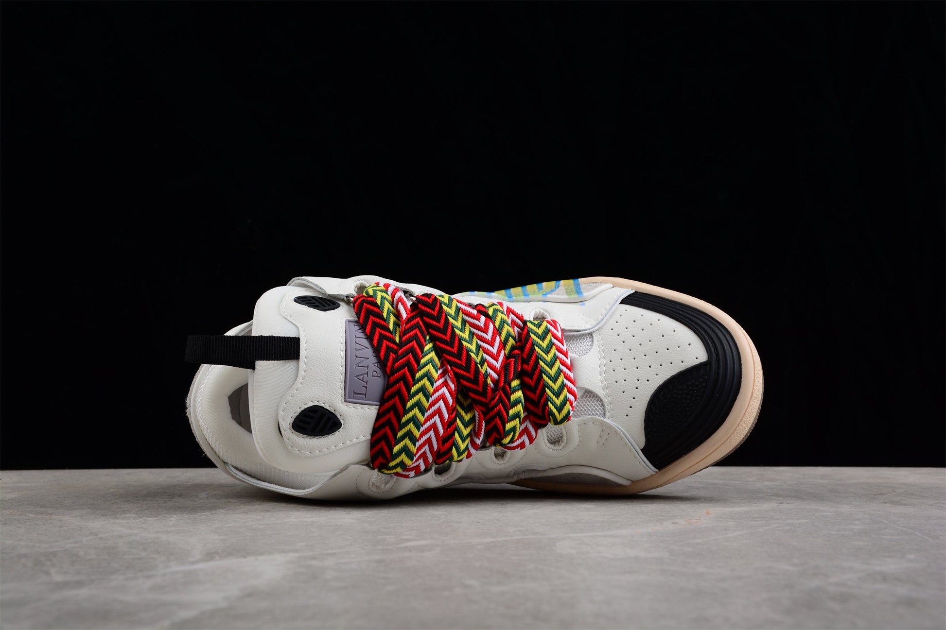 White Low Top Sneakers with Multicolor Laces - Phantom Kicks