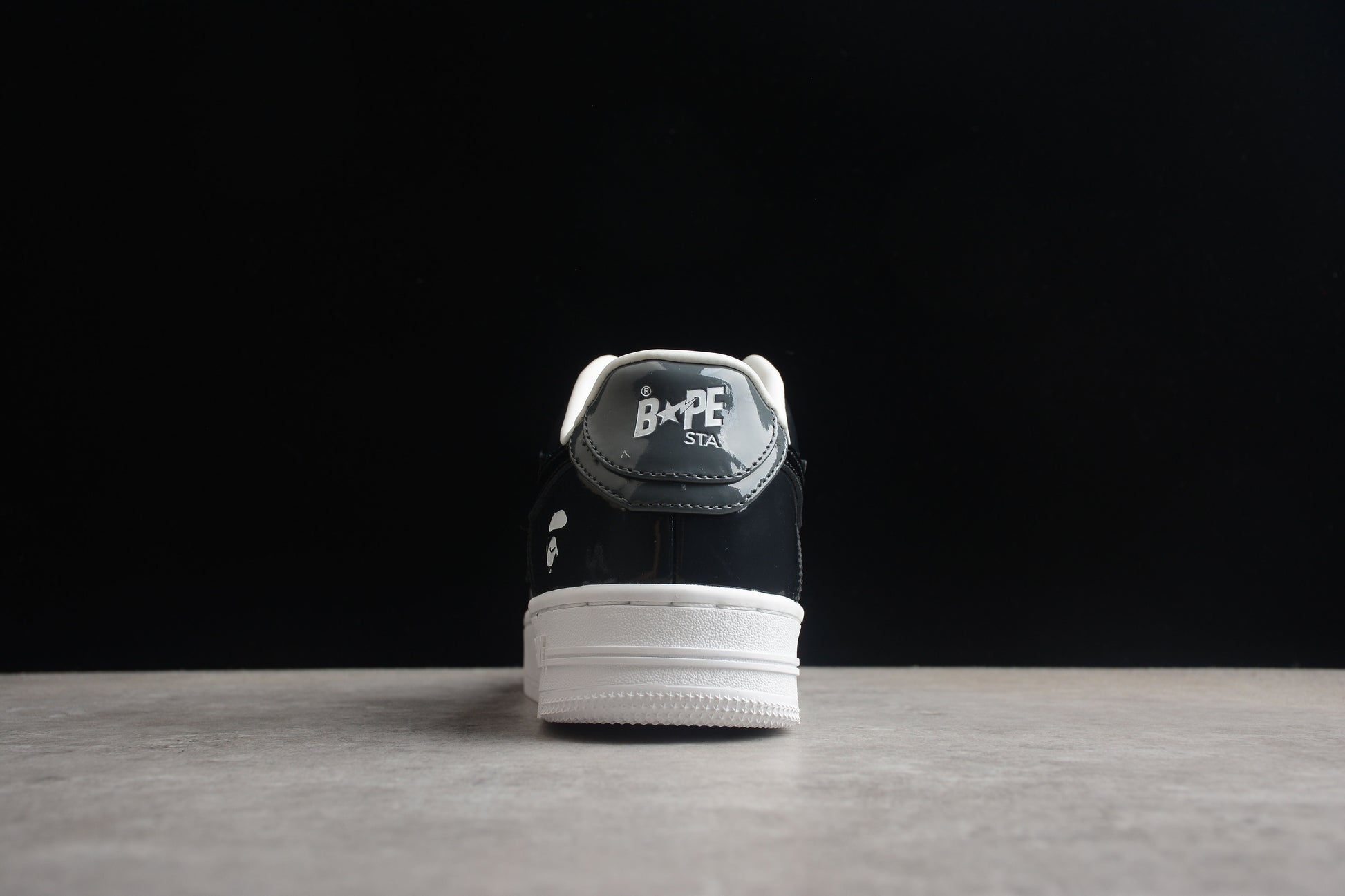 BAPE STA Black Patent Leather Low-Top Sneakers - Phantom Kicks