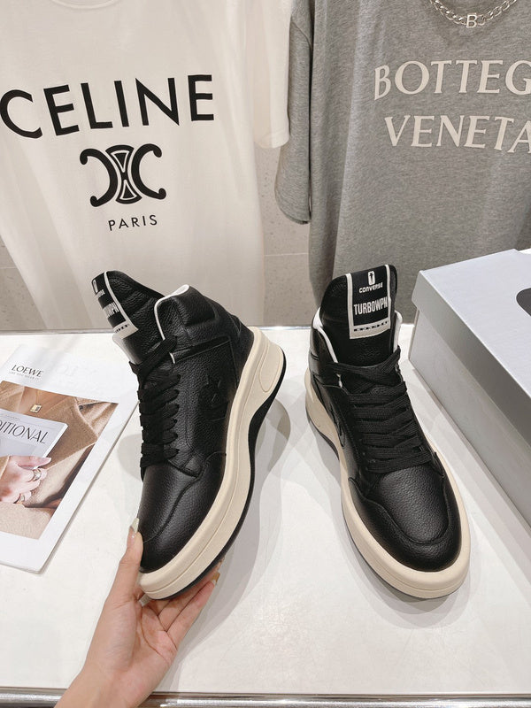 Rick Owens Black and White High-Top Sneakers - Phantom Kicks