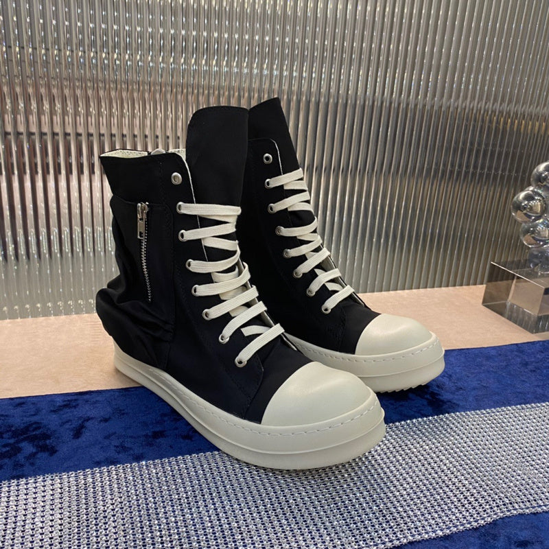 Rick Owens High-Top Nylon Boots - Black and White - Phantom Kicks