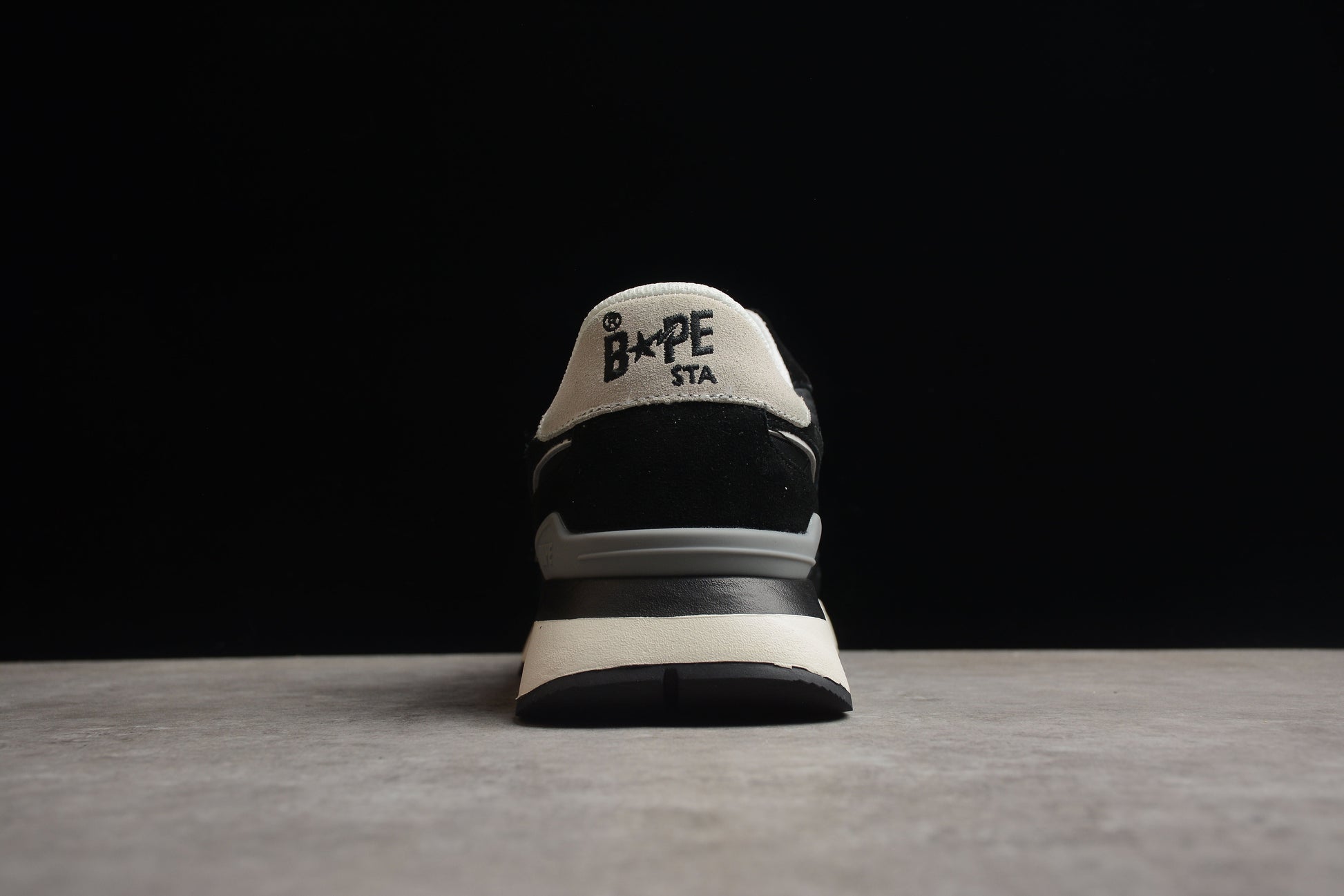 BAPE STA Retro Runner Black and White Sneakers - Phantom Kicks