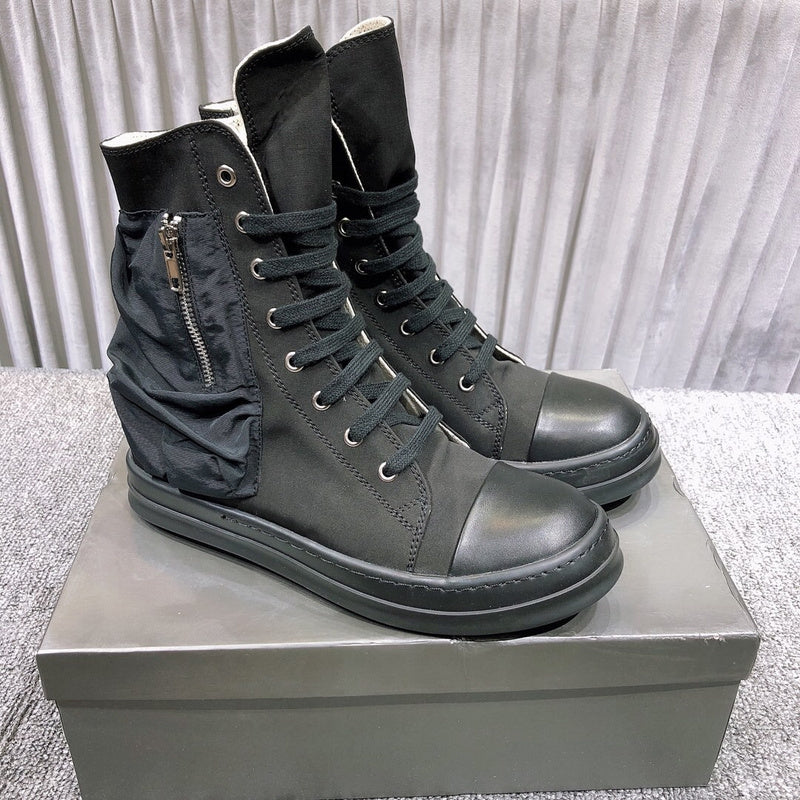 Rick Owens High-Top Leather Sneakers with Side Zipper - Phantom Kicks