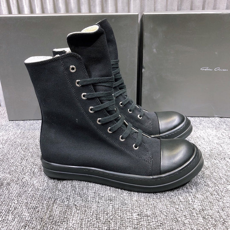 High-Top Black Canvas Sneakers - Phantom Kicks