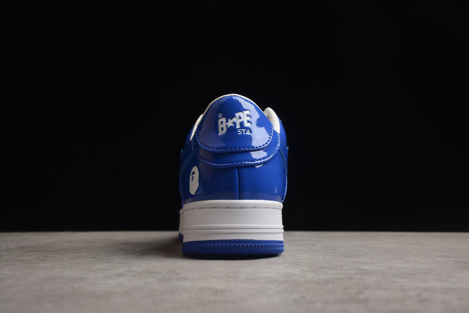 BAPE STA Low-Top Blue and White Patent Leather Sneakers - Phantom Kicks