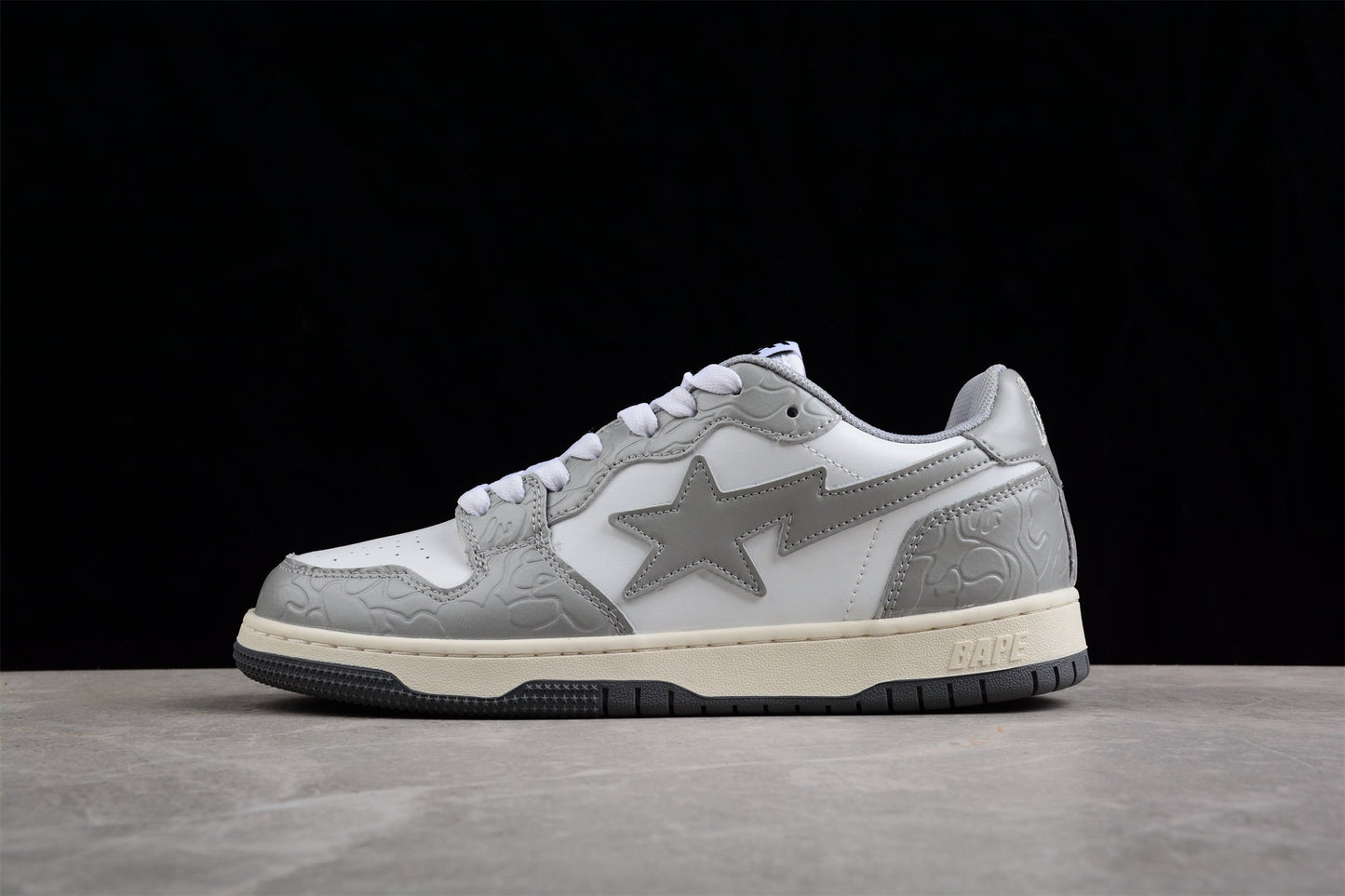 BAPE STA Low-Top Sneakers in White and Gray - Phantom Kicks