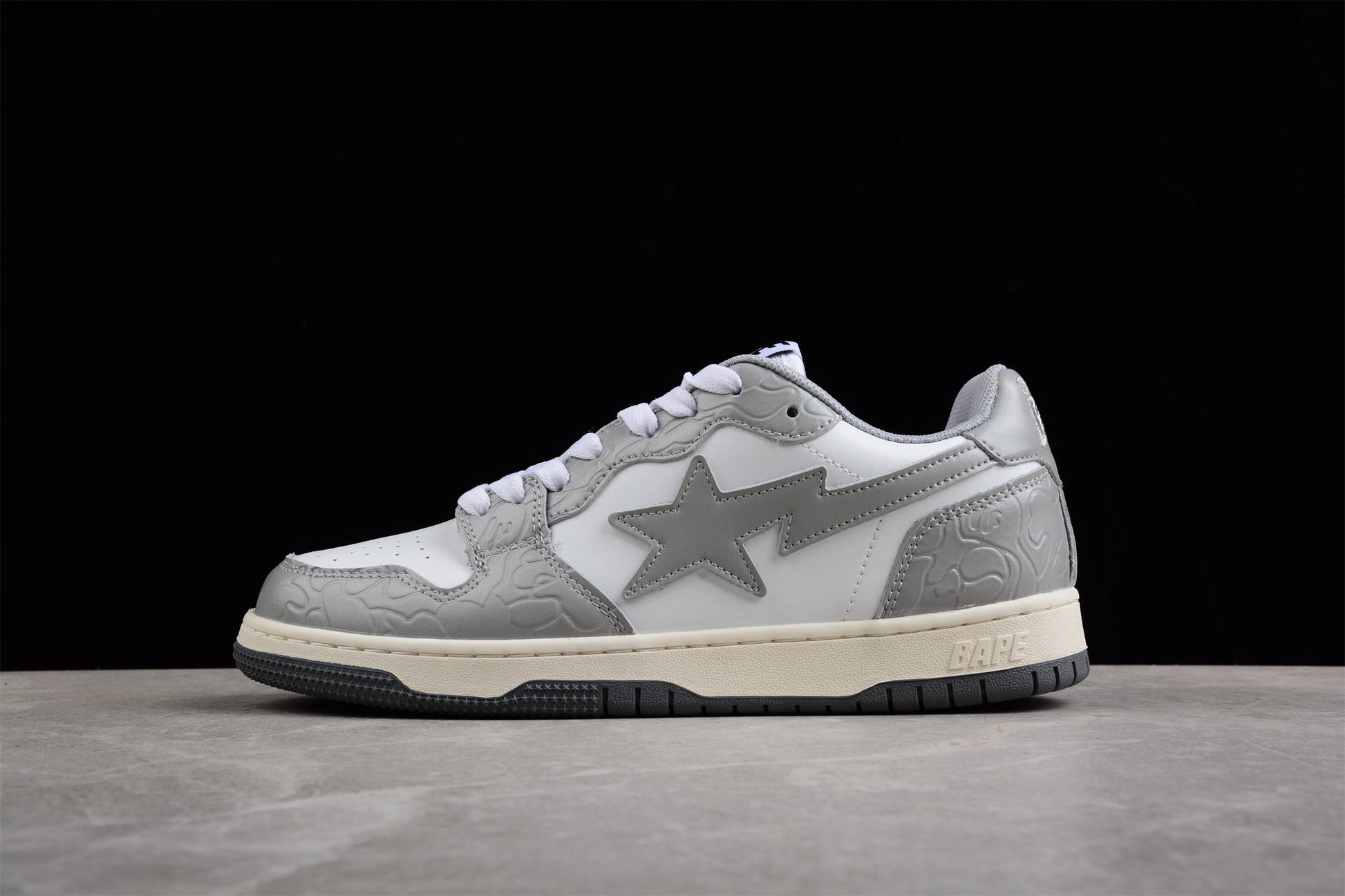 BAPE STA Low-Top Sneakers in White and Gray - Phantom Kicks