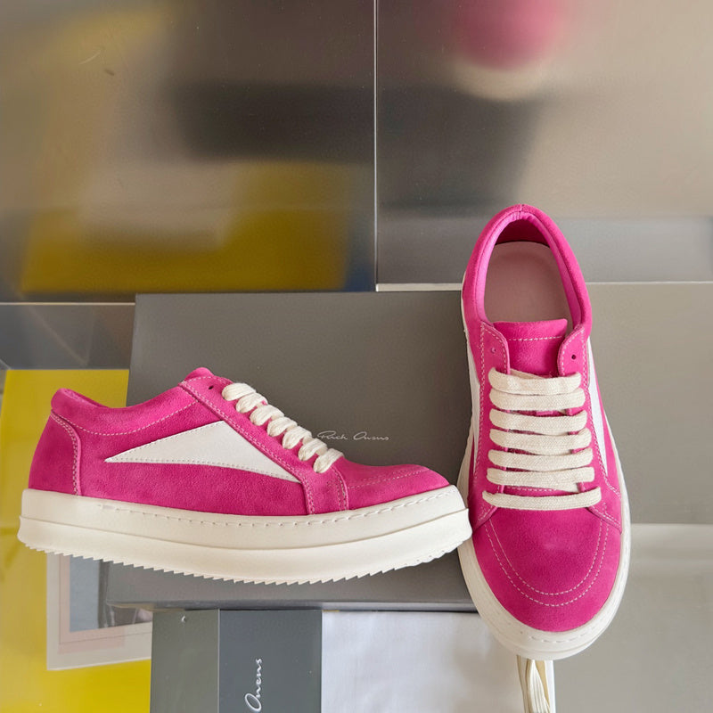 Rick Owens Pink Suede Low-Top Sneakers - Phantom Kicks