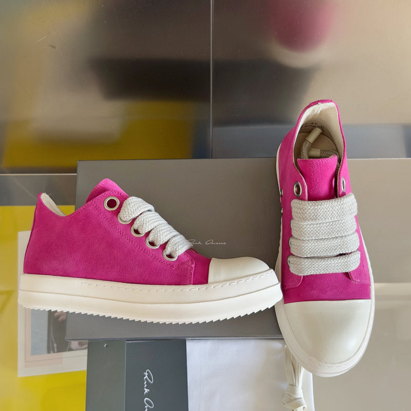Rick Owens Pink Suede Low-Top Sneakers - Phantom Kicks