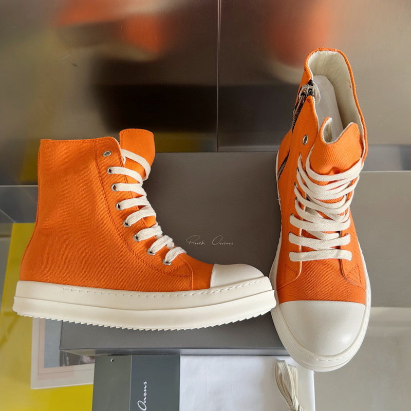 Rick Owens Orange High-Top Sneakers - Phantom Kicks