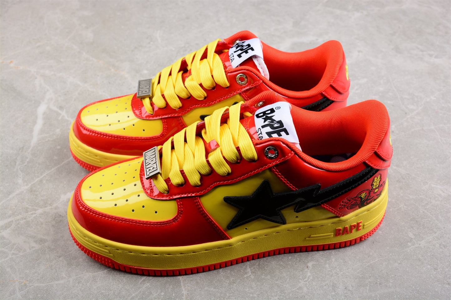 BAPE STA Low-Top Sneakers in Red and Yellow Iron Man Edition - Phantom Kicks