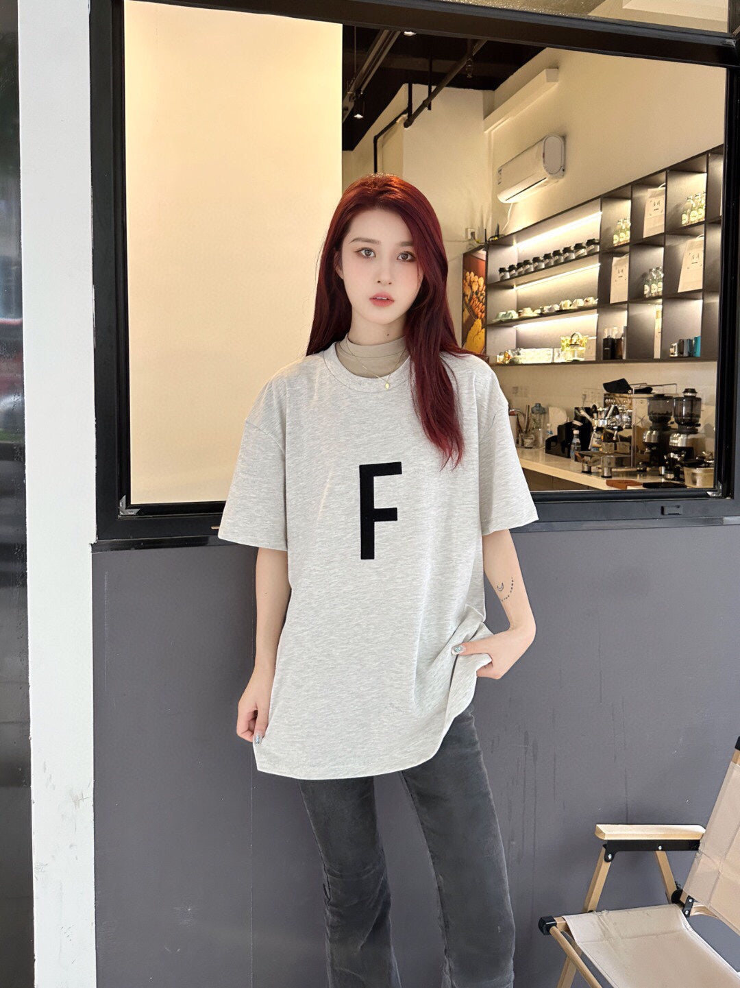 Fear of God Letter F T-Shirt (Light Grey) - Phantom Kicks