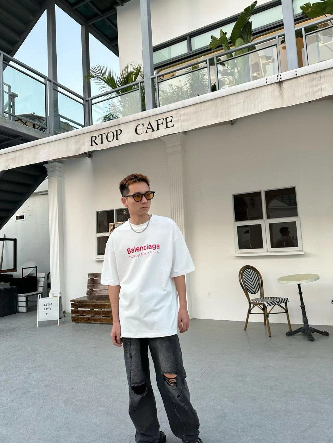 Balenciaga Stencil Logo T-Shirt (White) - Phantom Kicks
