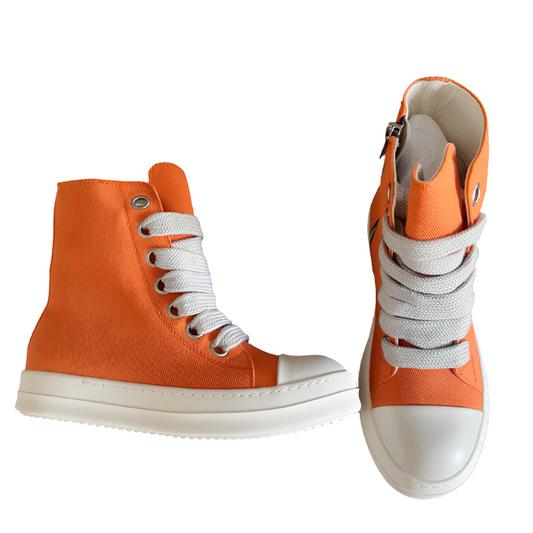 Rick Owens Orange High-Top Sneakers - Phantom Kicks