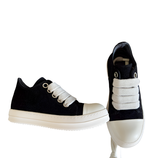 Rick Owens Black Suede Low-Top Sneakers - Phantom Kicks