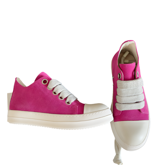 Rick Owens Pink Suede Low-Top Sneakers - Phantom Kicks
