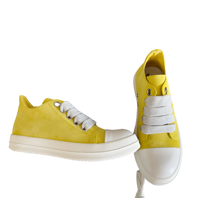 Rick Owens Yellow Suede Low-Top Sneakers - Phantom Kicks