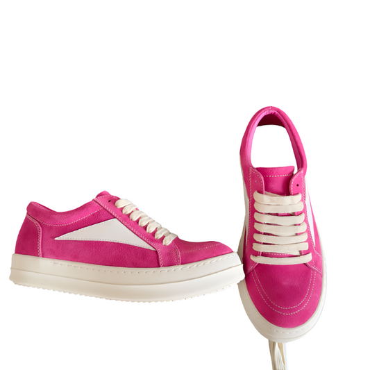Rick Owens Pink Suede Low-Top Sneakers - Phantom Kicks