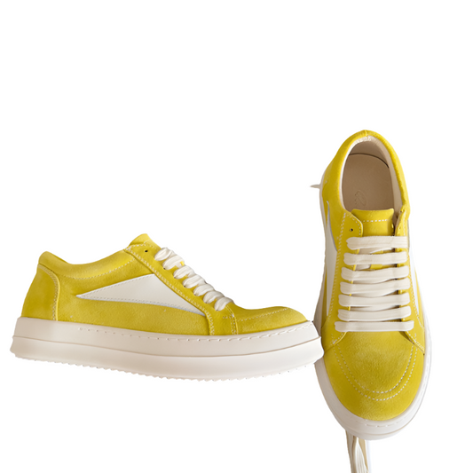 Rick Owens Yellow Suede Low-Top Sneakers - Phantom Kicks