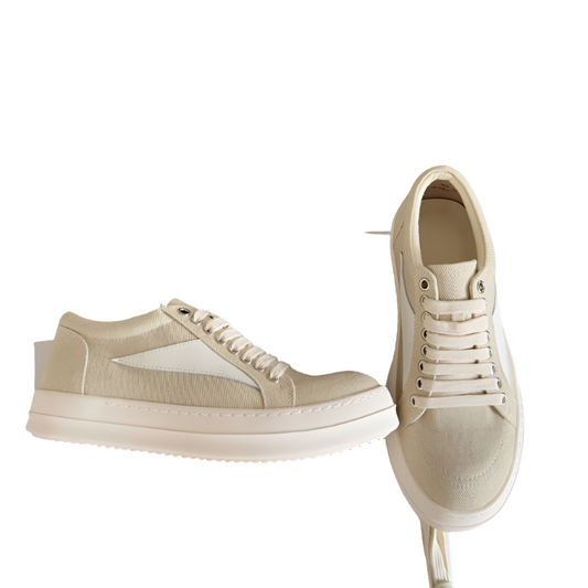 Rick Owens Beige Canvas Low-Top Sneakers - Phantom Kicks