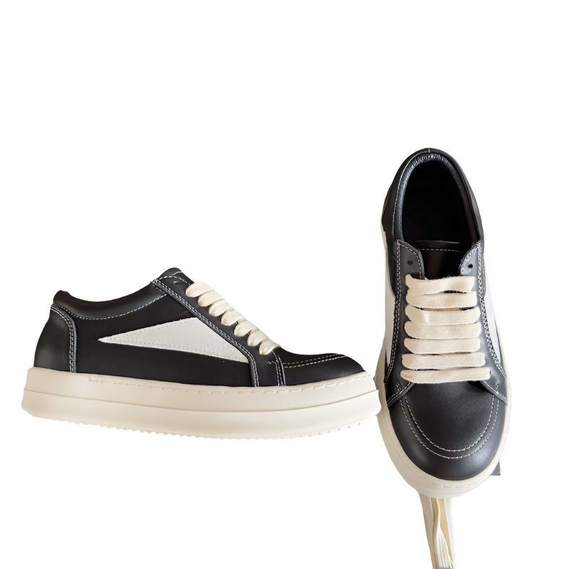 Rick Owens Black Leather and Suede Low-Top Sneakers - Phantom Kicks