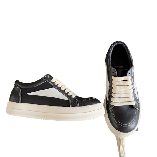 Rick Owens Black Leather and Suede Low-Top Sneakers - Phantom Kicks