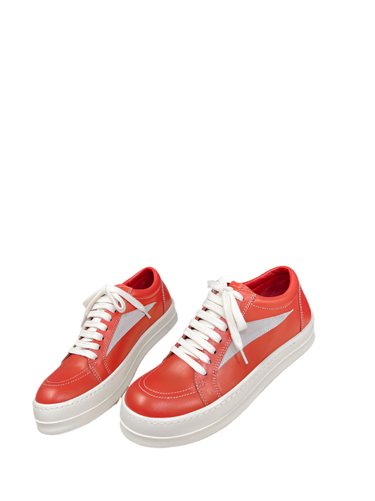 Rick Owens Low-Top Sneakers - Red Leather - Phantom Kicks