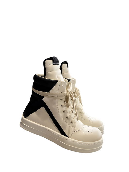 Rick Owens Geobasket Sneakers - Cream and Black - Phantom Kicks