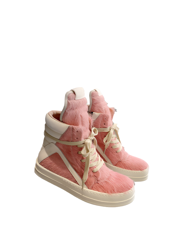 Rick Owens Geobasket Sneakers - Pink Pony Hair - Phantom Kicks