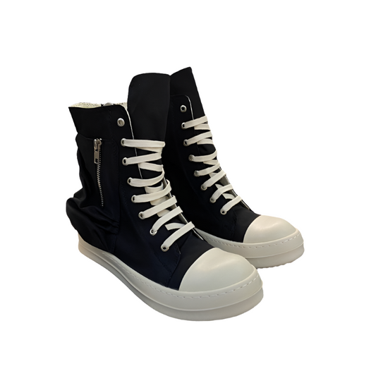 Rick Owens High-Top Nylon Boots - Black and White - Phantom Kicks