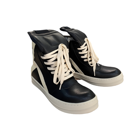 Rick Owens Geobasket Sneakers - Black and White - Phantom Kicks