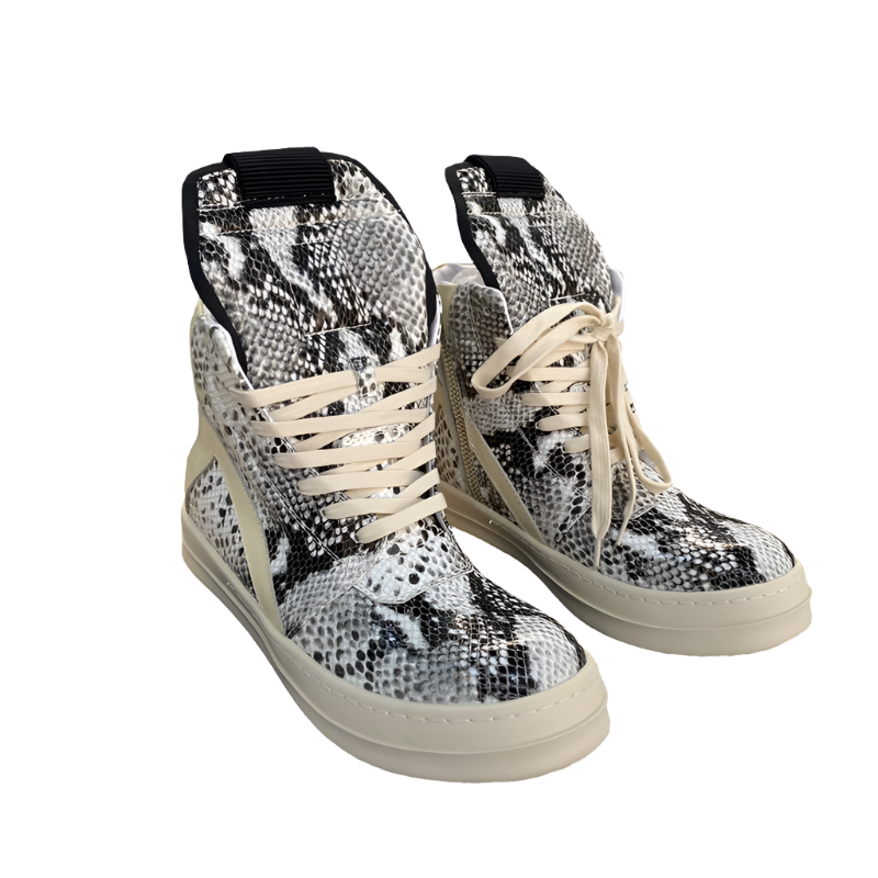 Rick Owens Geobasket Sneakers - Snakeskin Print - Phantom Kicks