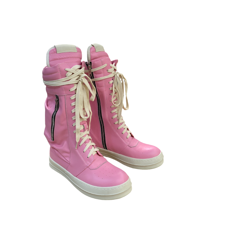 Rick Owens High-Top Sneakers - Pink and Cream - Phantom Kicks