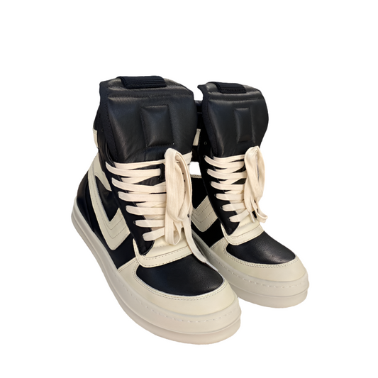 Rick Owens Geobasket Sneakers - Black and White - Phantom Kicks