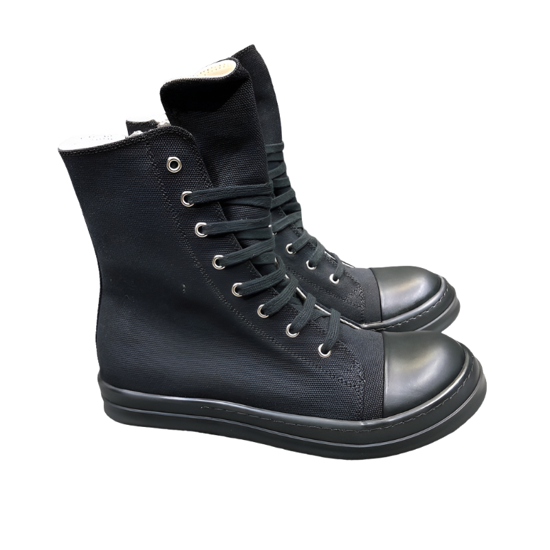 High-Top Black Canvas Sneakers - Phantom Kicks