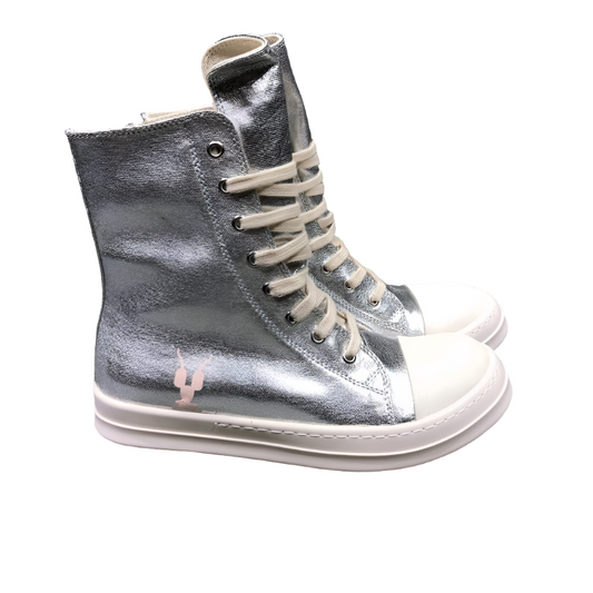 Rick Owens Metallic High-Top Sneakers - Phantom Kicks
