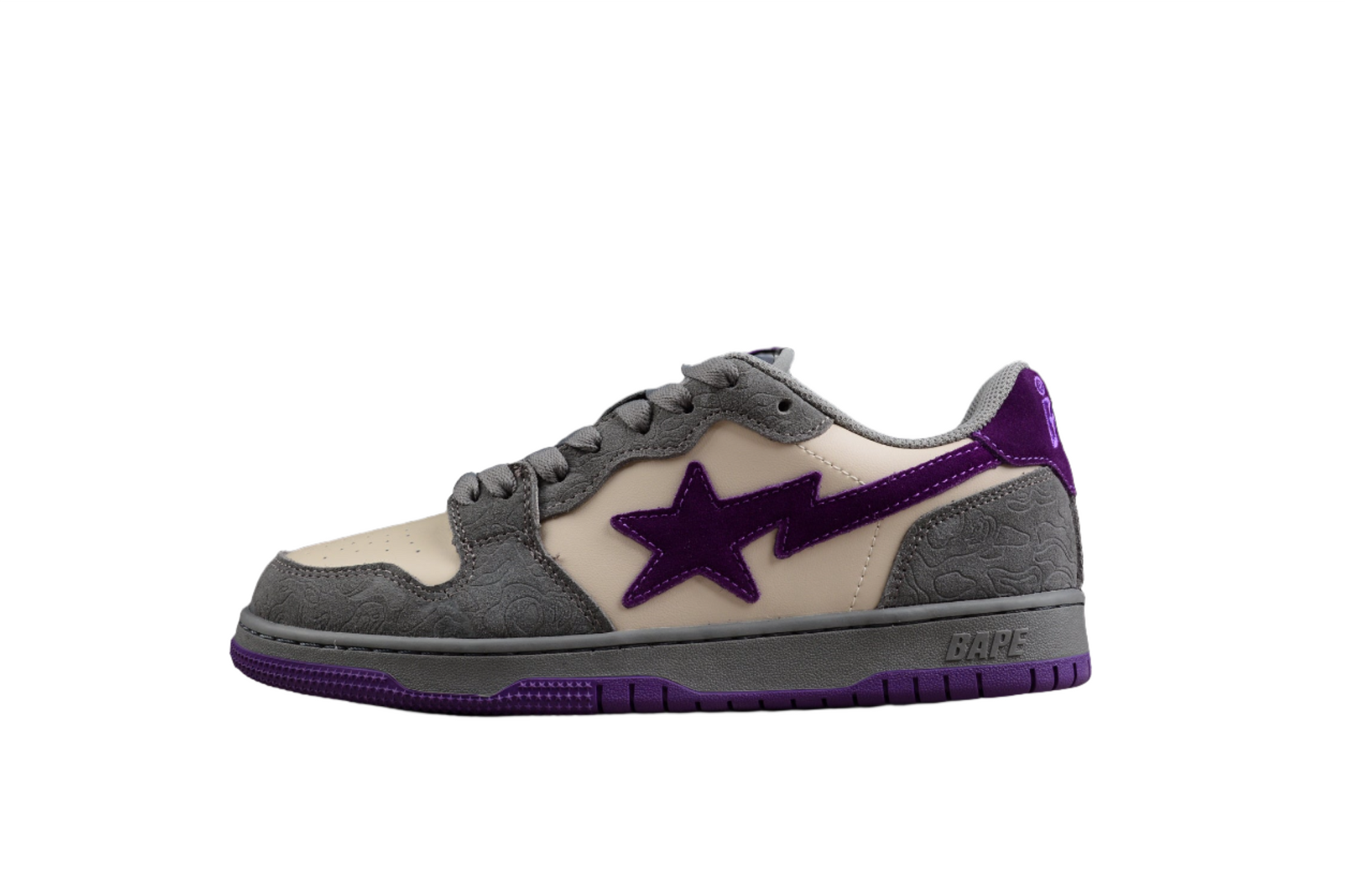 BAPE STA Low-Top Sneakers in Grey and Purple - Phantom Kicks
